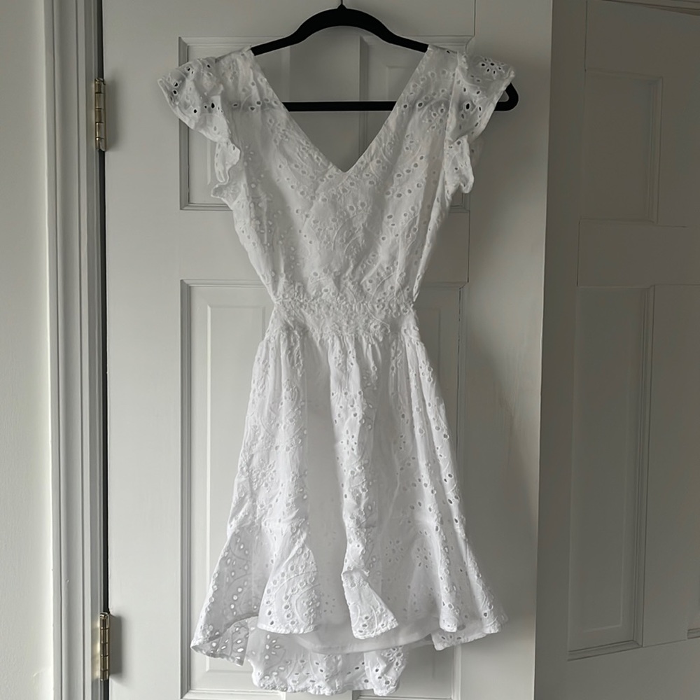 Japna White Eyelet Back Cutout Tie Dress - size XS